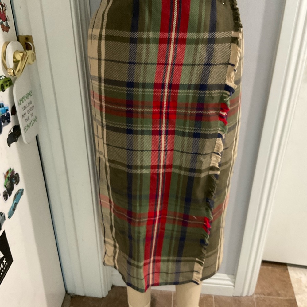 Asymmetrical Plaid Skirt in Red and Green